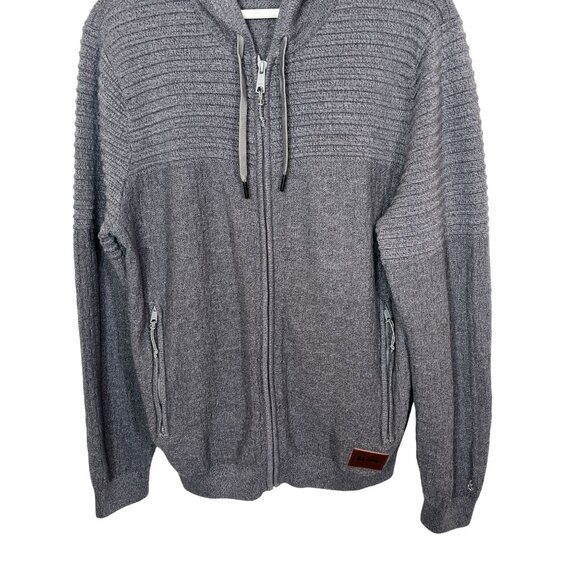 Lore Tahoe Rivers Men’s Knit Zip Hoodie Sweater Gray Medium Fall Cozy Casual - Picture 4 of 15